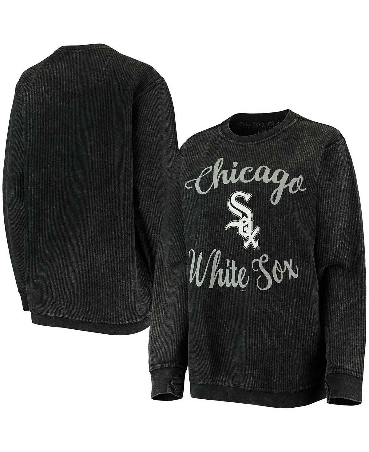 Черный женский удобный вельветовый пуловер с надписью Chicago White Sox Script G-III 4Her by Carl Banks, черный