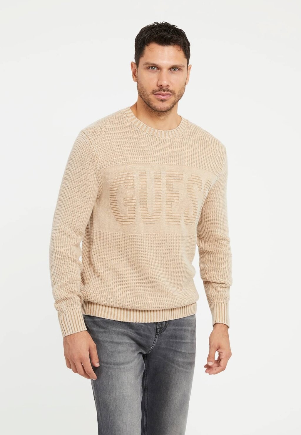 

Свитер FRONTLOGO Guess, бежевый