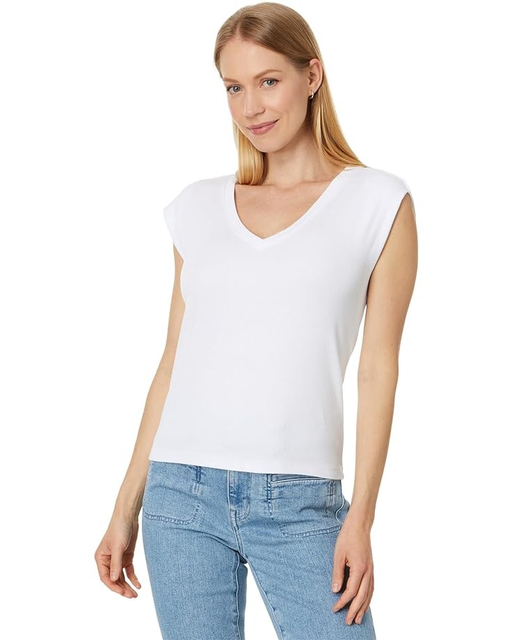 

Топ Michael Stars Tati V-Neck Power Shoulder, белый
