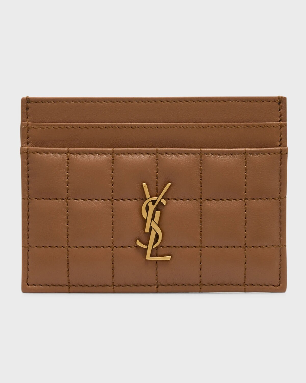 

Чехол для карт Cassandre YSL из стеганой гладкой кожи Saint Laurent, цвет Fox