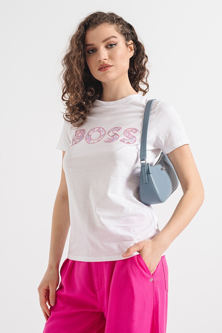 

Хлопковая футболка с логотипом Boss, белый