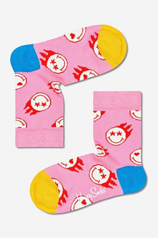 Детские носки Flaming SmileyWorld Happy Socks, розовый