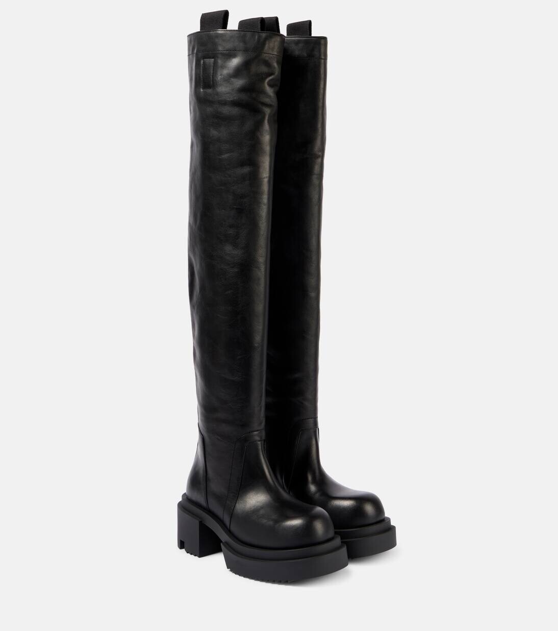 

Сапоги выше колена из кожи Wader Rick Owens, черный