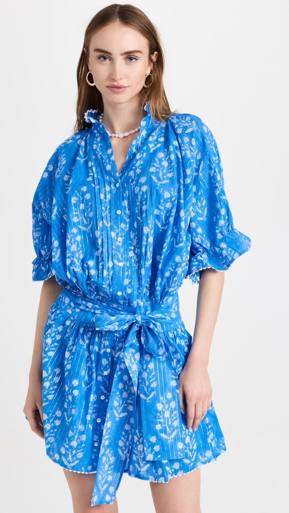 

Платье Juliet Dunn Small Flower Block Print Blouson, сапфировый