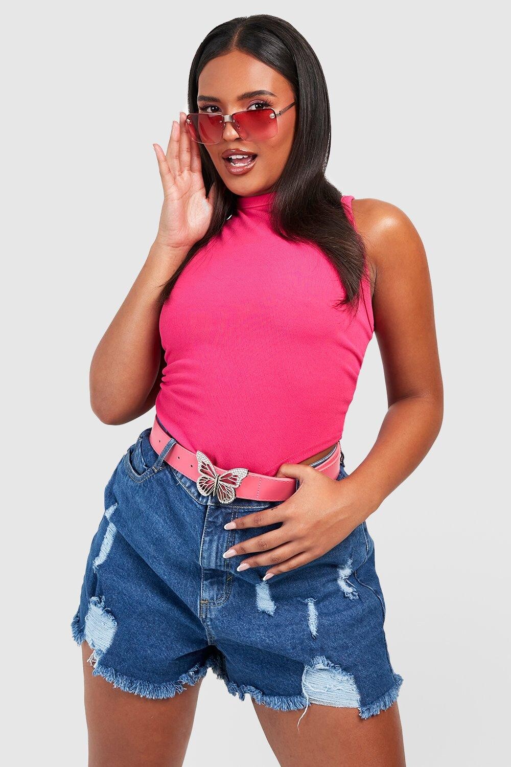

Ремень плюс бабочка Boohoo, розовый