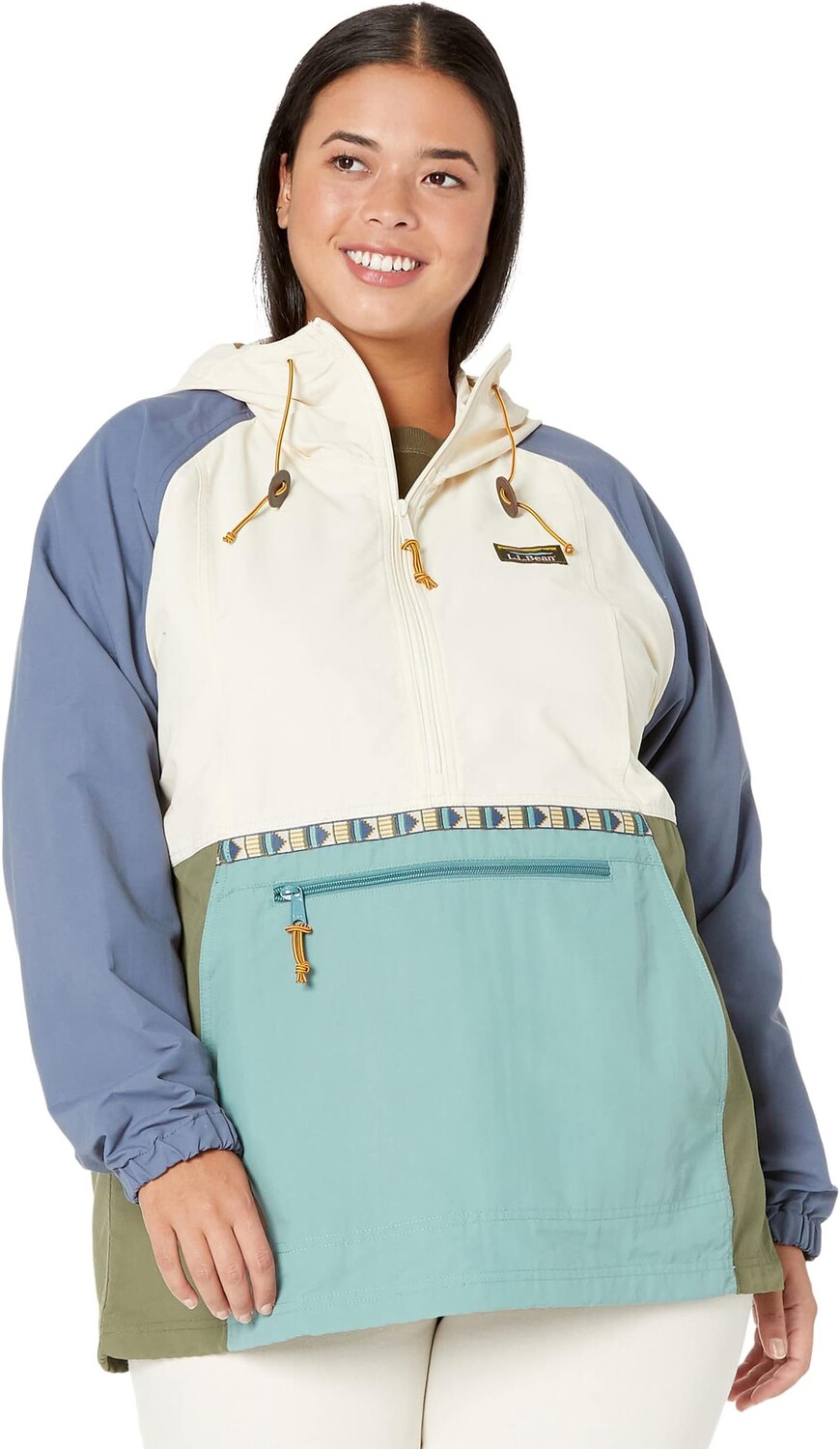 

Куртка Plus Size Mountain Classic Anorak Multicolor L.L.Bean, цвет Natural/Mineral Blue