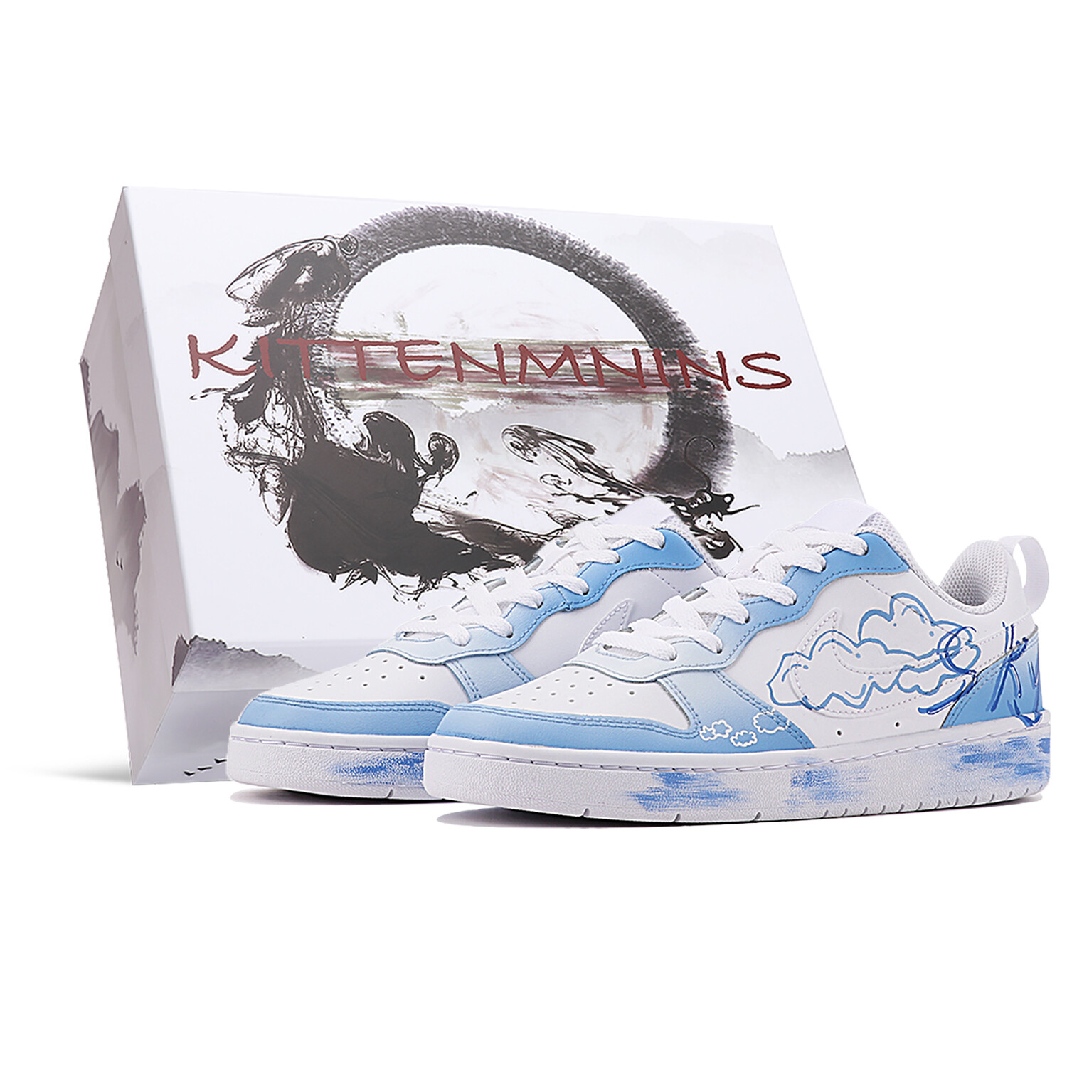 

Кроссовки Nike Court Borough Skateboarding Shoes Women's Low-top Blue/white, синий/белый