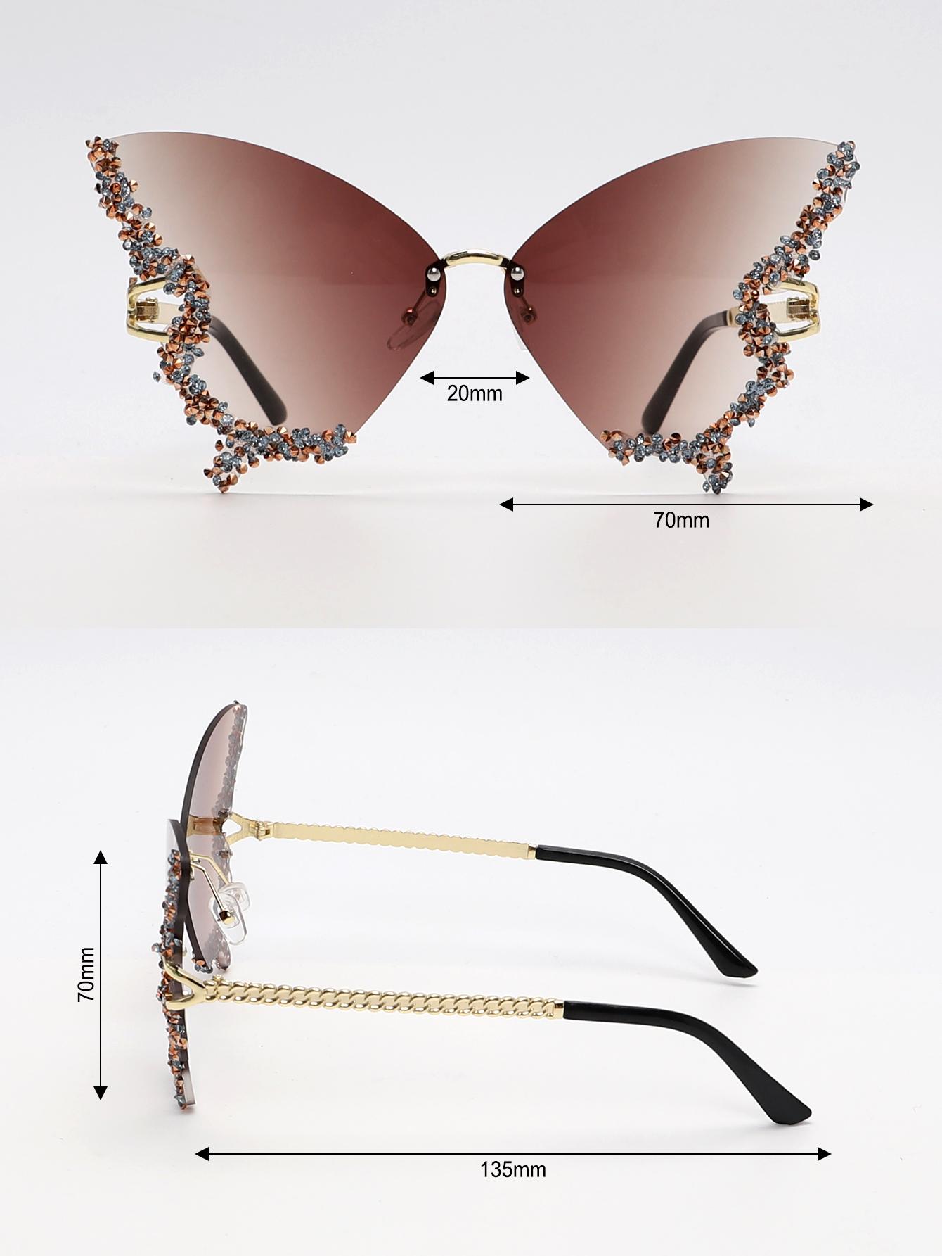 1шт женщин горный хрусталь декор бабочка дизайн модные очки