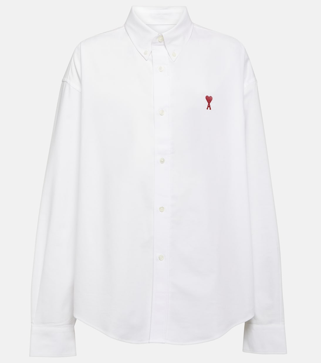 цена Хлопковая рубашка оверсайз Ami Paris, белый