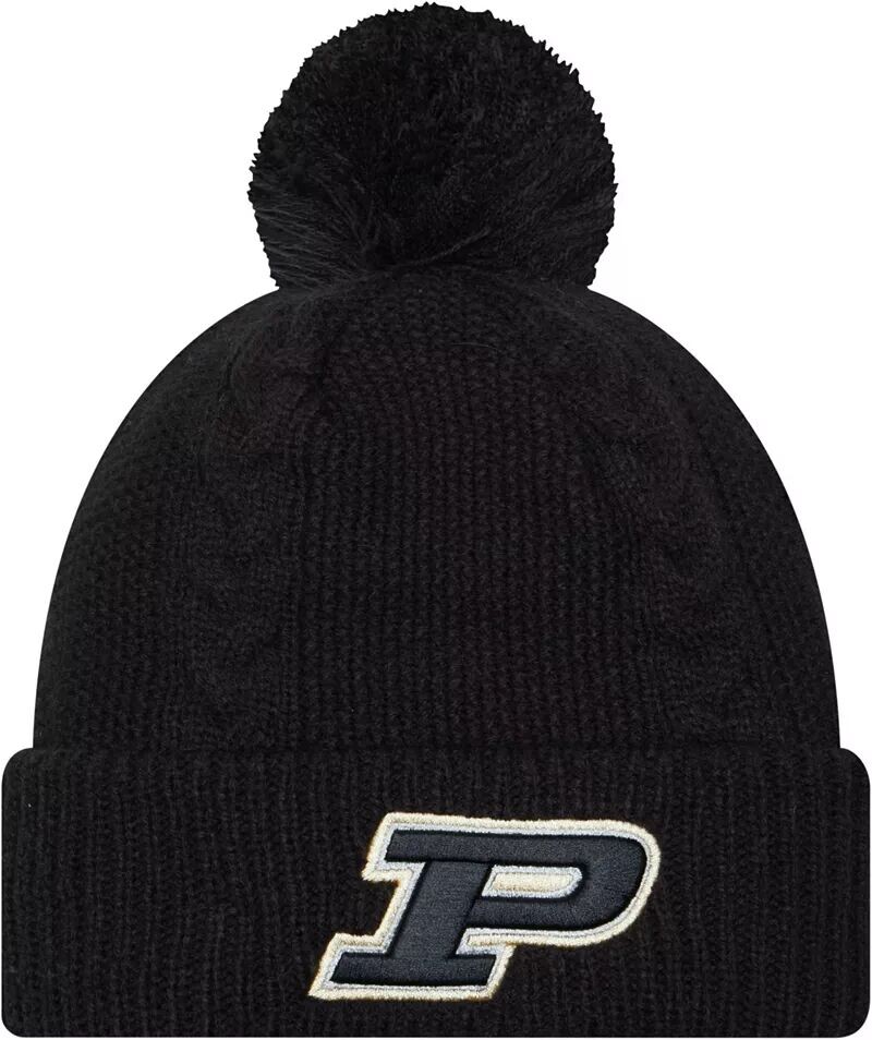 Женская черная вязаная шапка New Era Purdue Boilermakers