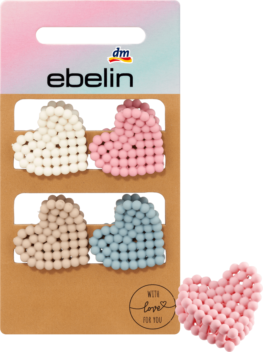 Заколки для волос в форме сердечек 4 шт. ebelin