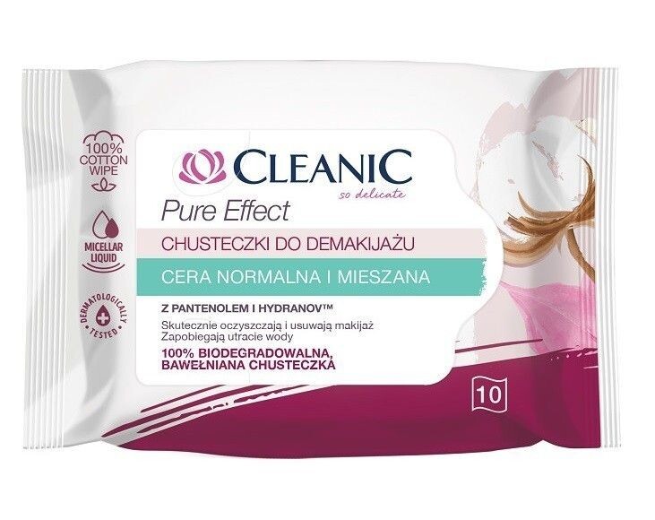 

Cleanic Pure Effect Cera Normalna i Mieszana салфетки для снятия макияжа, 10 шт.