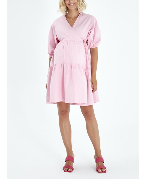 Платье трапециевидной формы с запахом и завязками на талии для беременных и кормящих мам Accouchée, цвет Pink топ для беременных кормящих pure accouchée цвет ivory cream