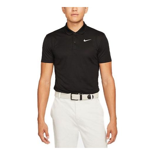 Футболка Nike Casual Breathable Solid Color Golf Short Sleeve Polo Shirt Black, черный golf shirt mens polo solid cotton short sleeve tops for man slim breathable polo s customized