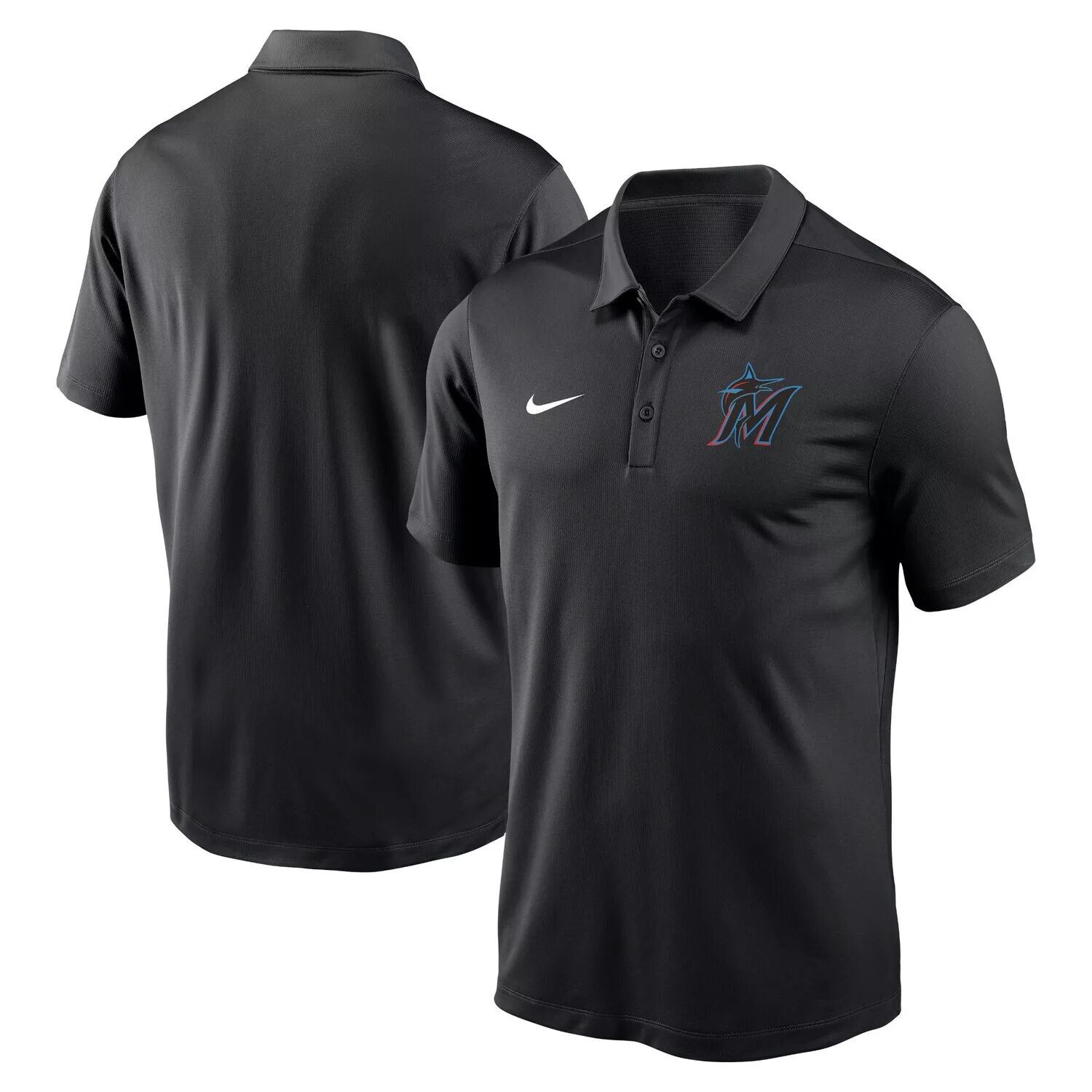 

Мужская черная футболка-поло Miami Marlins Agility Performance Nike, Черный