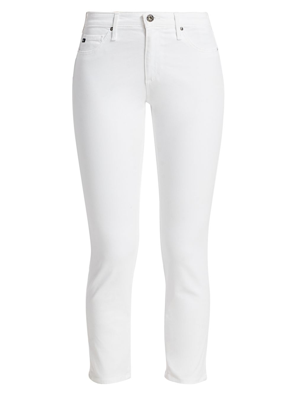 цена Укороченные брюки-сигареты Prima Sateen со средней посадкой AG Jeans, белый