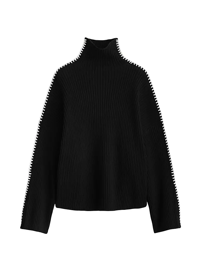 

Свитер с высоким воротником и вышивкой Ingrid Rag & Bone, черный