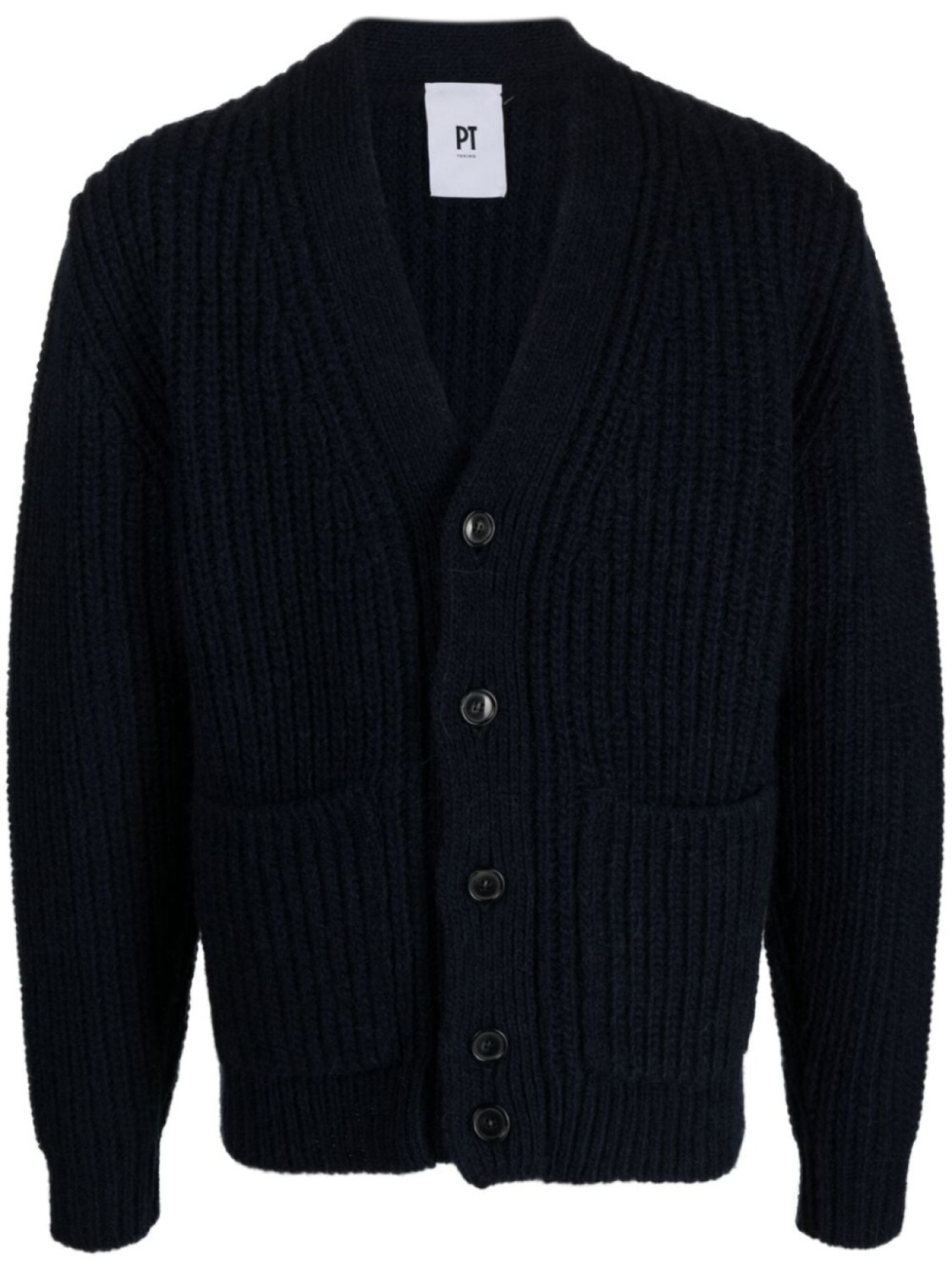 

PT Torino ribbed-knit wool-blend cardigan, синий