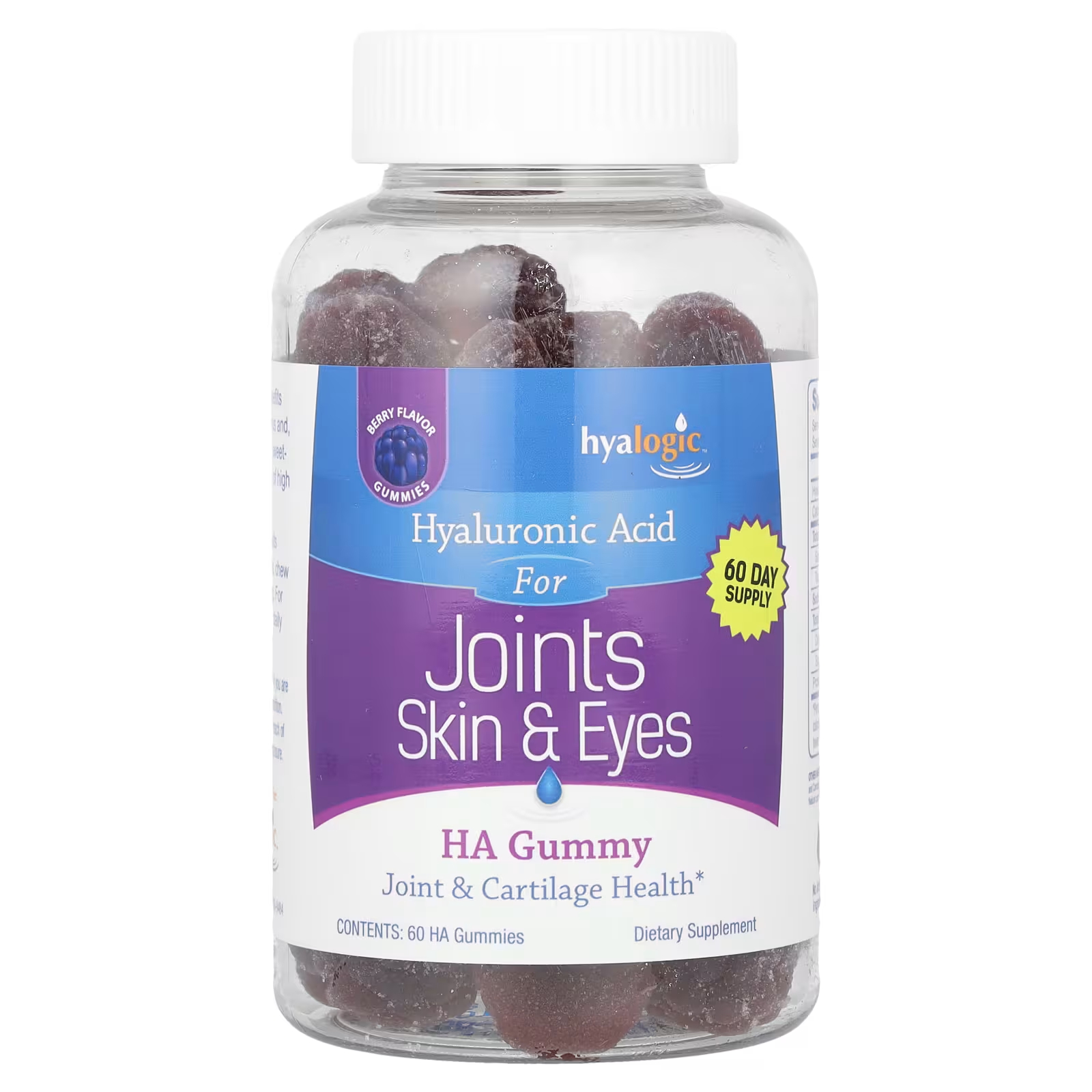 Пищевая добавка Hyalogic LLC HA Gummy с гиалуроновой кислотой и ягодами, 60 жевательных конфет