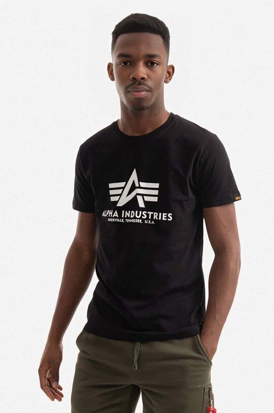 

Хлопковая футболка Базовая футболка Alpha Industries, черный