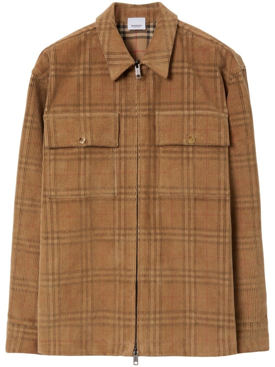 

Вельветовая куртка-рубашка в клетку Burberry, коричневый