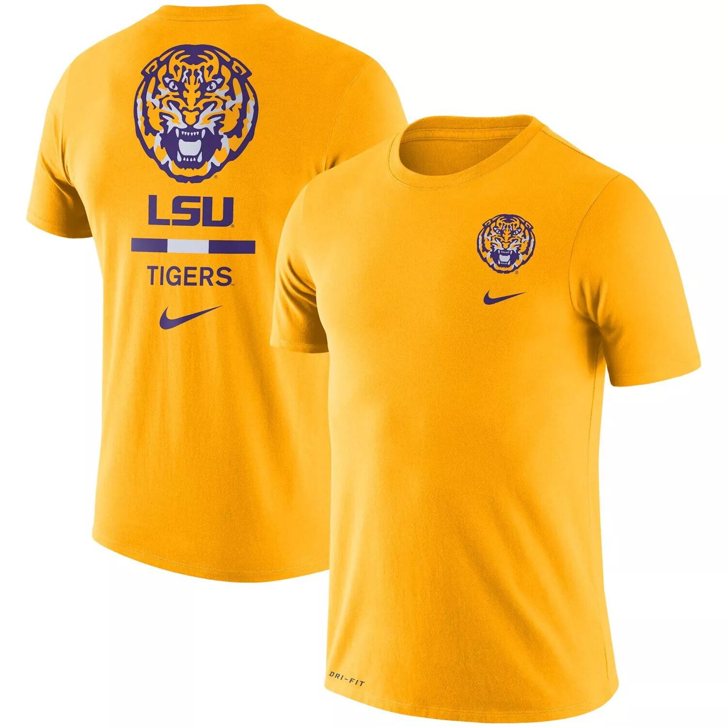 

Мужская золотая футболка с логотипом LSU Tigers DNA Performance Nike