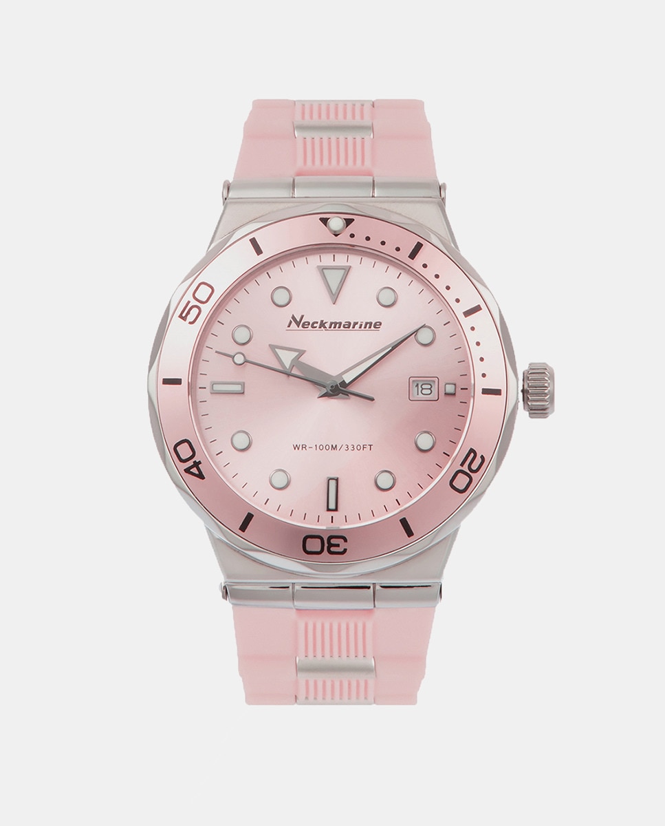 цена Спортивные NKM4203L13 розовые силиконовые женские часы Neckmarine, розовый