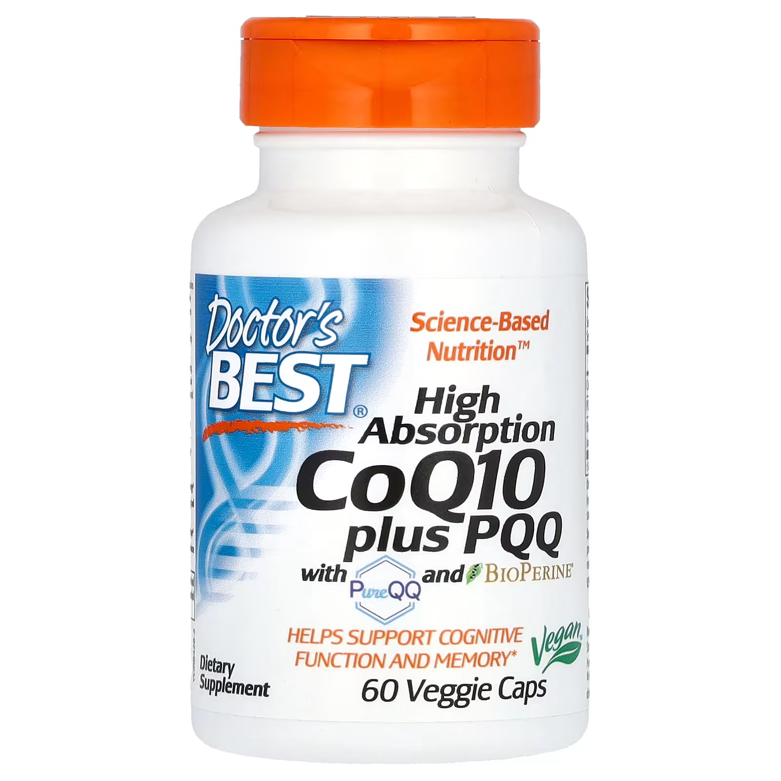 Пищевая добавка Doctor's Best CoQ10 Plus Pqq с высокой абсорбцией, 60 растительных капсул