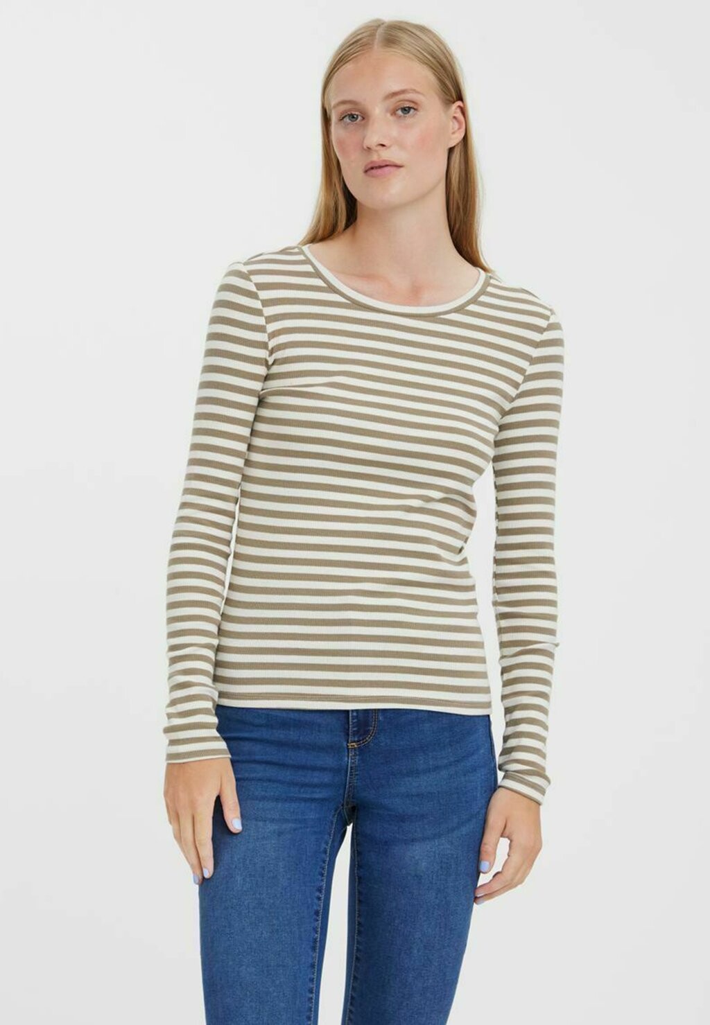 

Свитер Vero Moda Mit Langen Ärmeln Gestreiftes, белоснежный, Серый