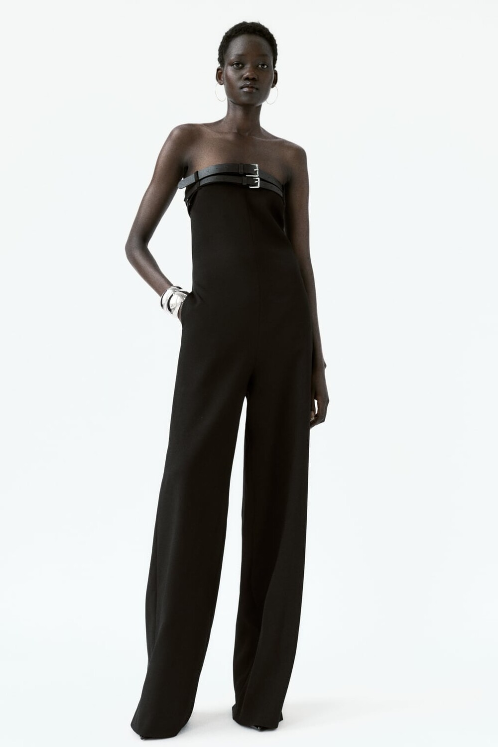 

Комбинезон без бретелек с ремнями ZARA, черный