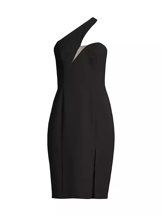 Асимметричное мини-платье из твила Liv Foster, черный