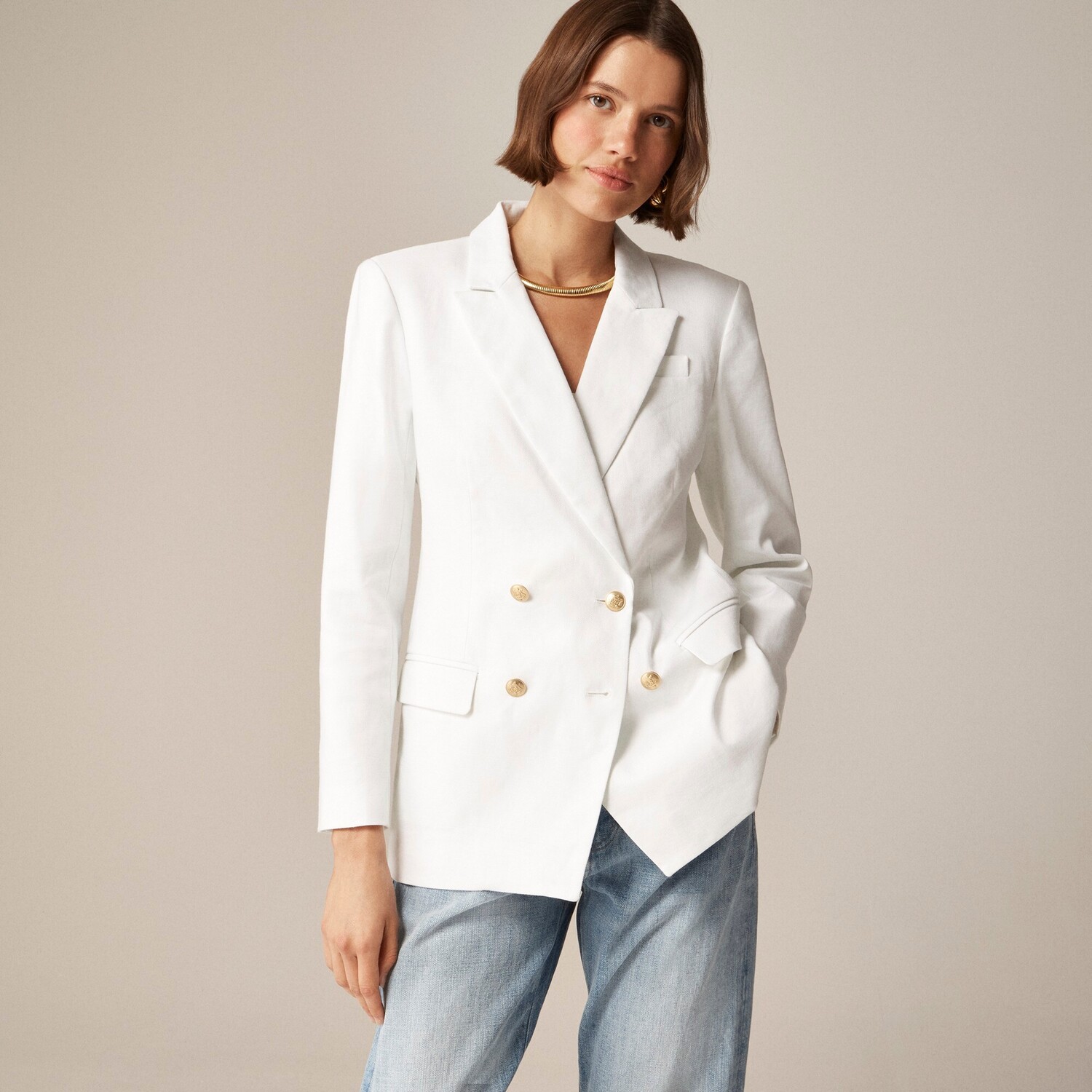 

Блейзер Greta из эластичной льняной ткани J.Crew, белый