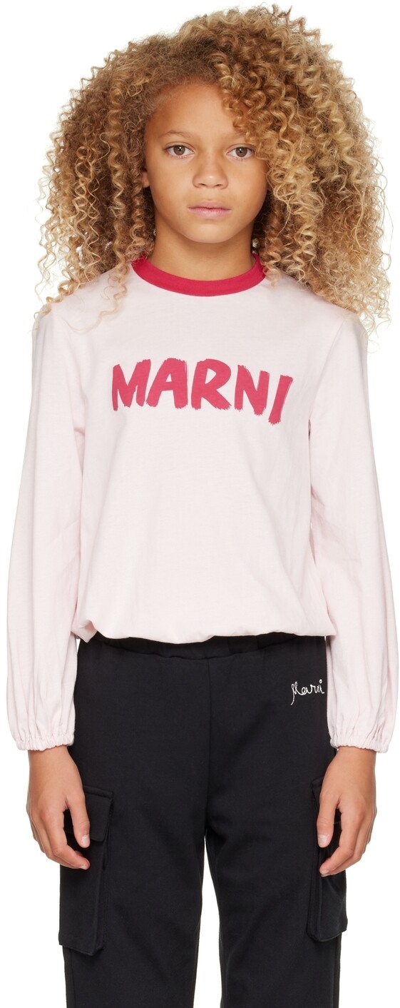 

Детская розовая футболка с логотипом Brush Розовый Marni