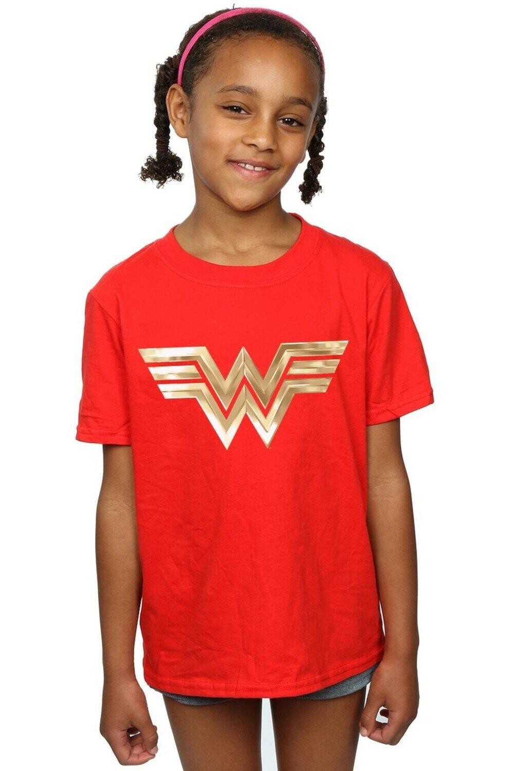 

Хлопковая футболка с золотой эмблемой Wonder Woman 84 DC Comics, красный