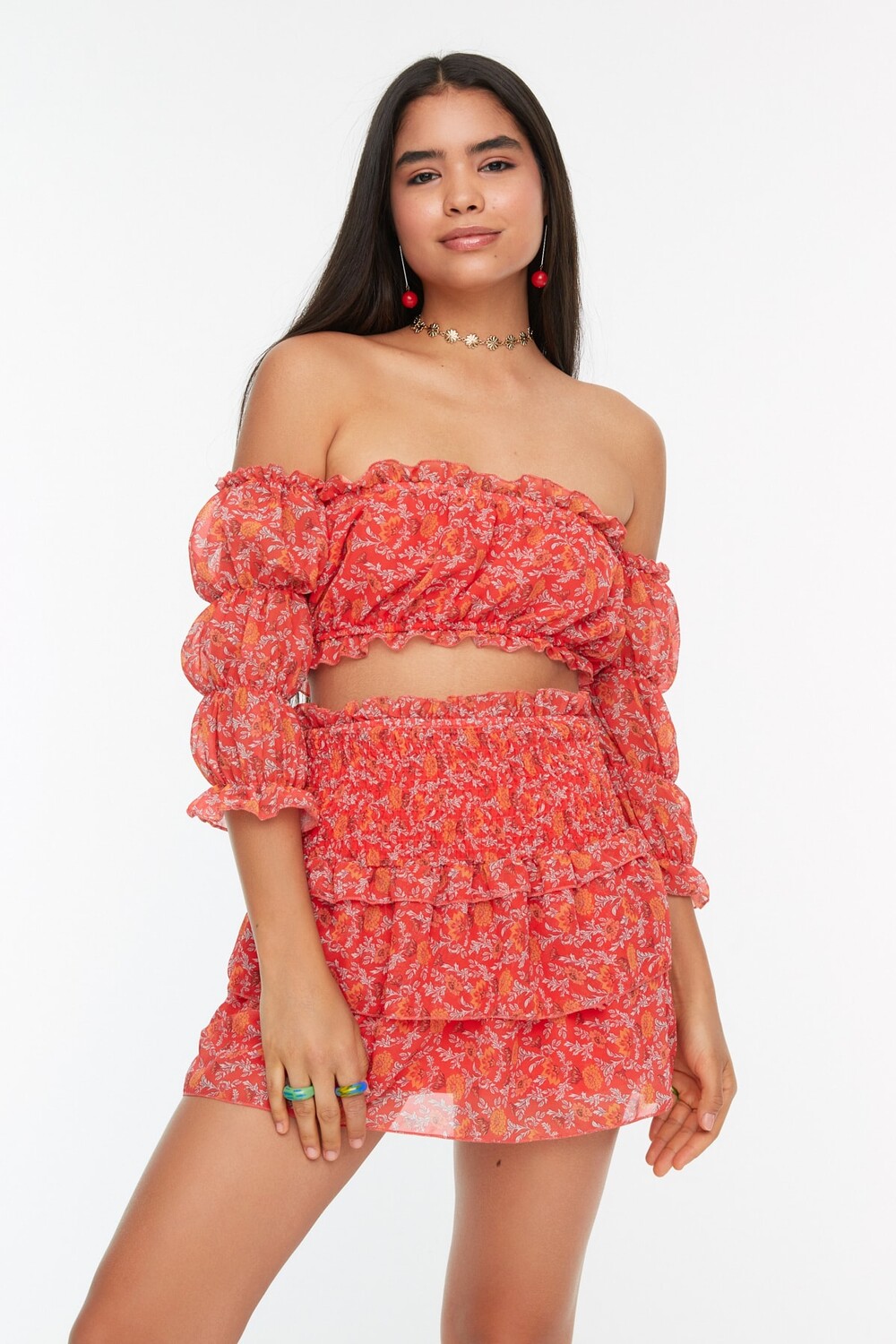 

Юбка - Оранжевая - Мини Trendyol, оранжевый