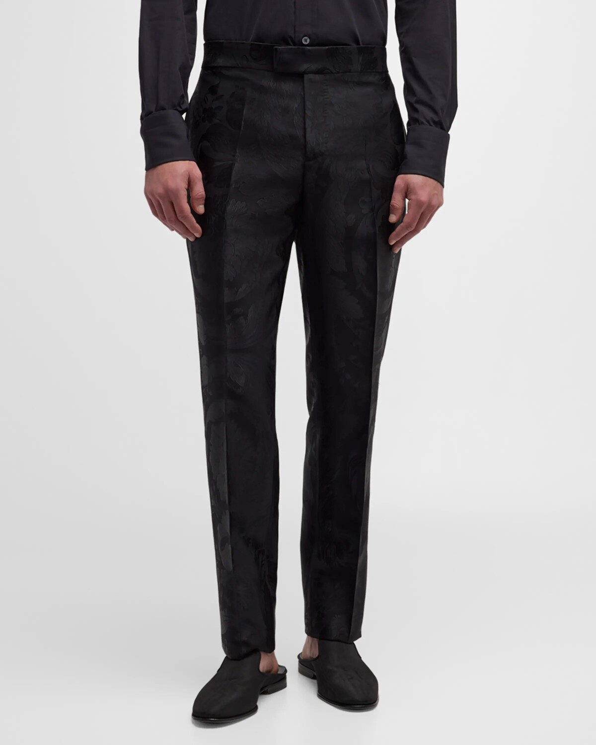 

Мужские жаккардовые брюки силуэта барокко Versace, цвет Black
