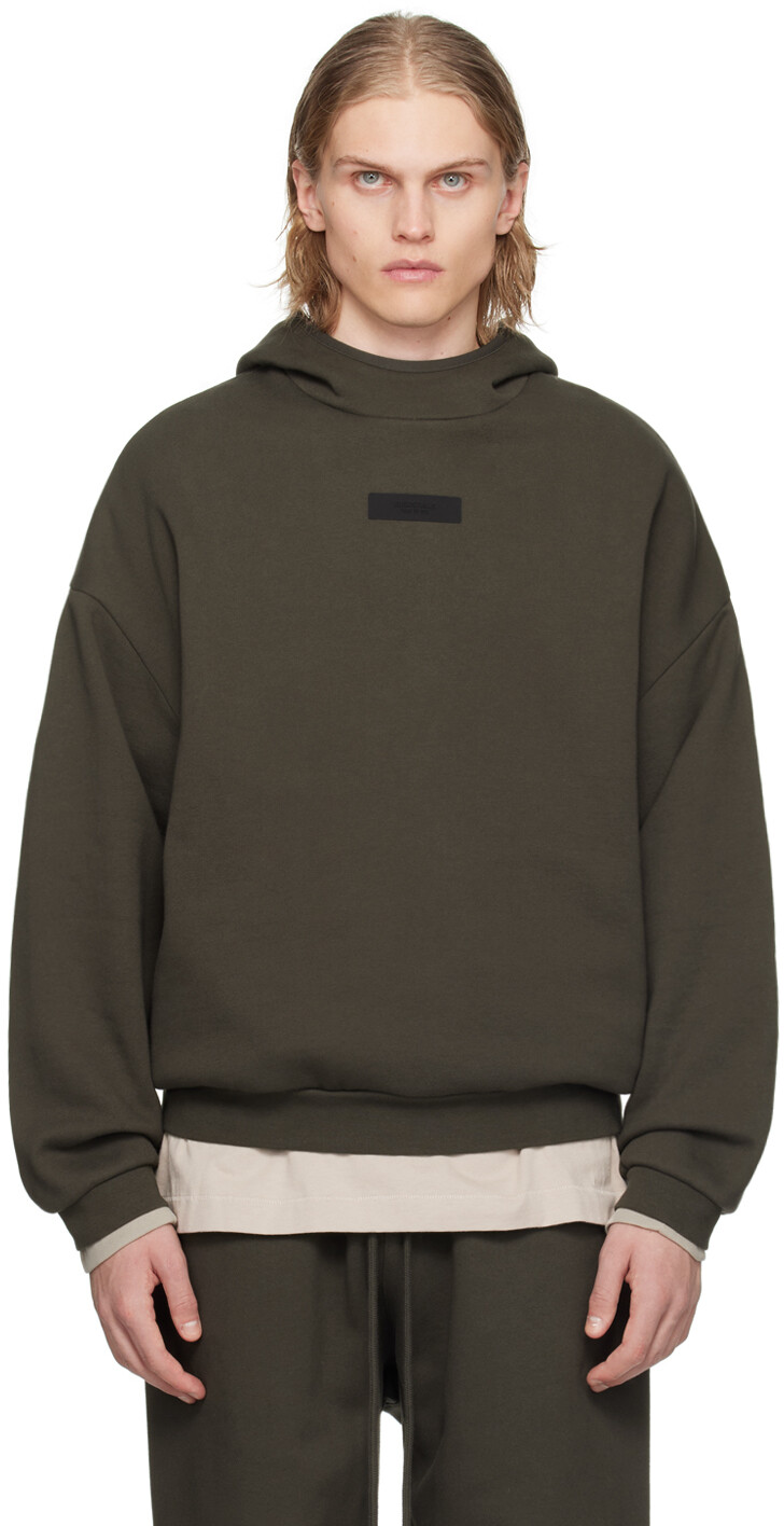 

Серый пуловер с капюшоном Fear Of God Essentials, цвет Ink