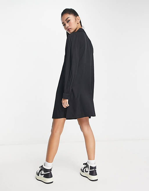 Черное платье-рубашка на пуговицах New Look джемпер new look на пуговицах 42 размер