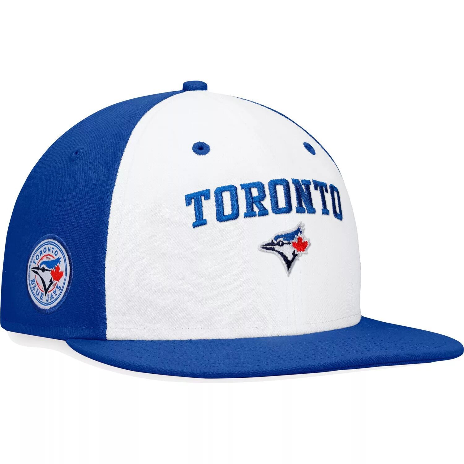 

Мужская облегающая шляпа Fanatics белого/королевского цвета Toronto Blue Jays Iconic с цветными блоками
