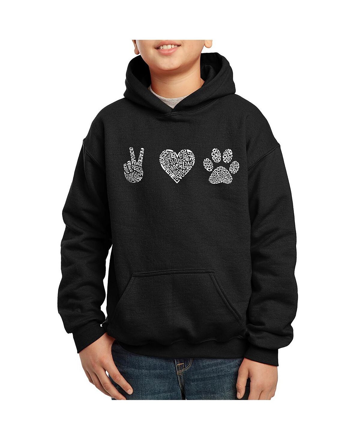 

Толстовка с капюшоном Big Boy's Word Art - Peace Love Dogs LA Pop Art