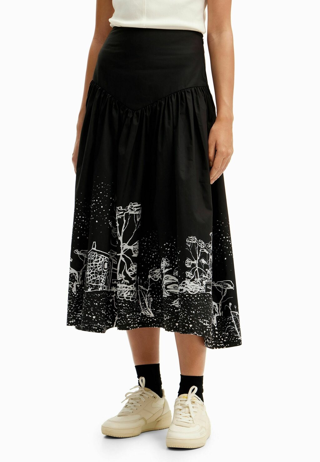 

Юбка-колокольчик Poplin Landscape Desigual, черный