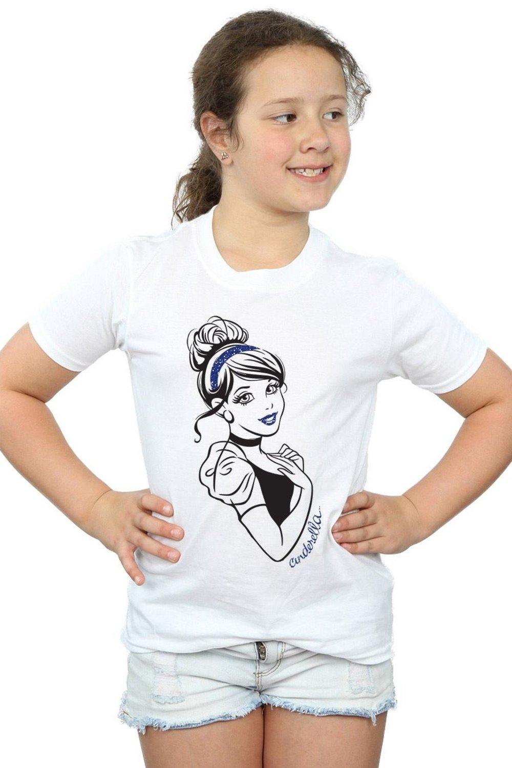 Хлопковая футболка с блестками «Золушка» Disney Princess, белый жидкий чехол с блестками disney princess на samsung galaxy a12 самсунг галакси а12