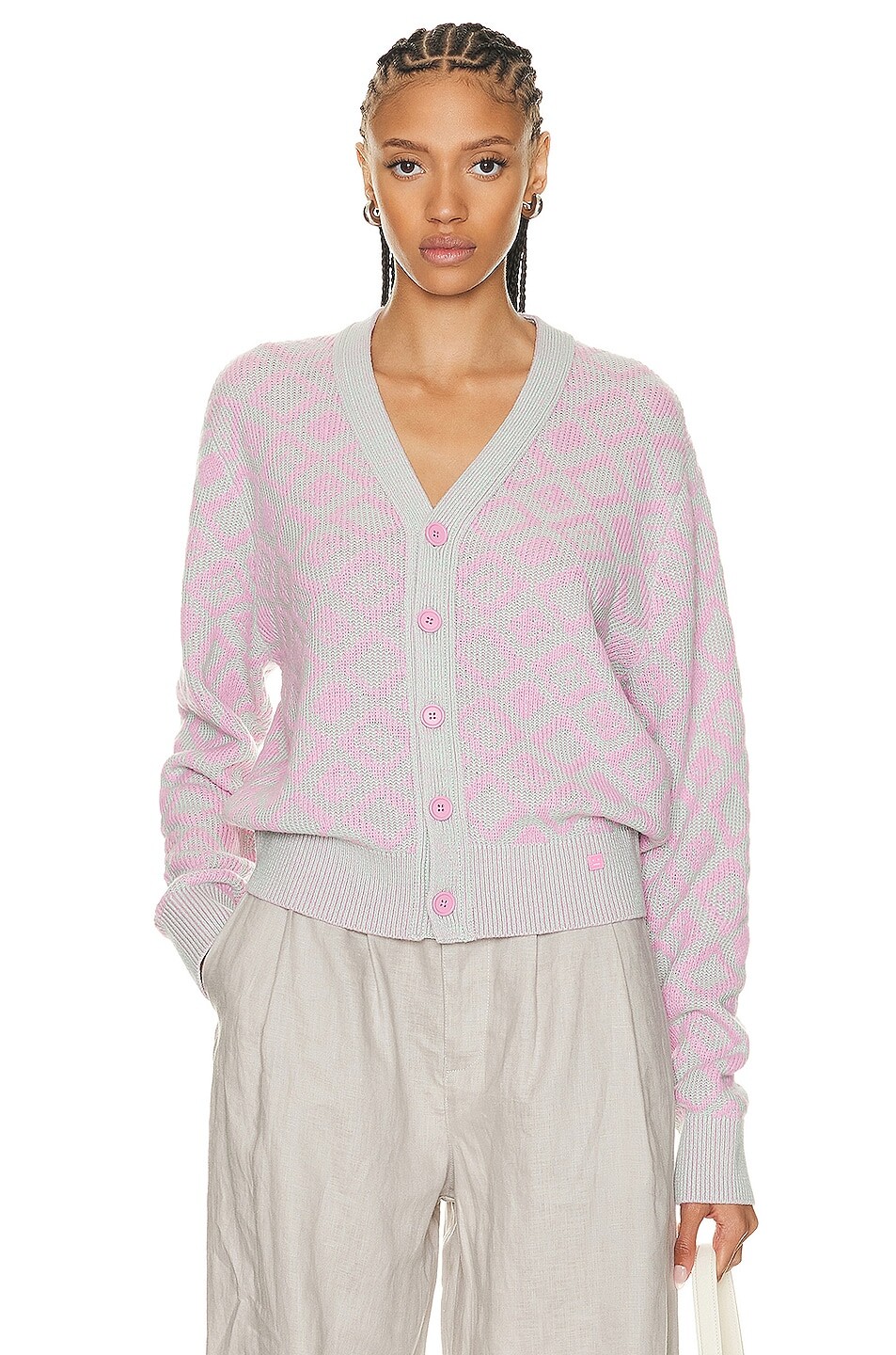 

Кардиган Acne Studios Knit, цвет Bubble Pink & Spring Green