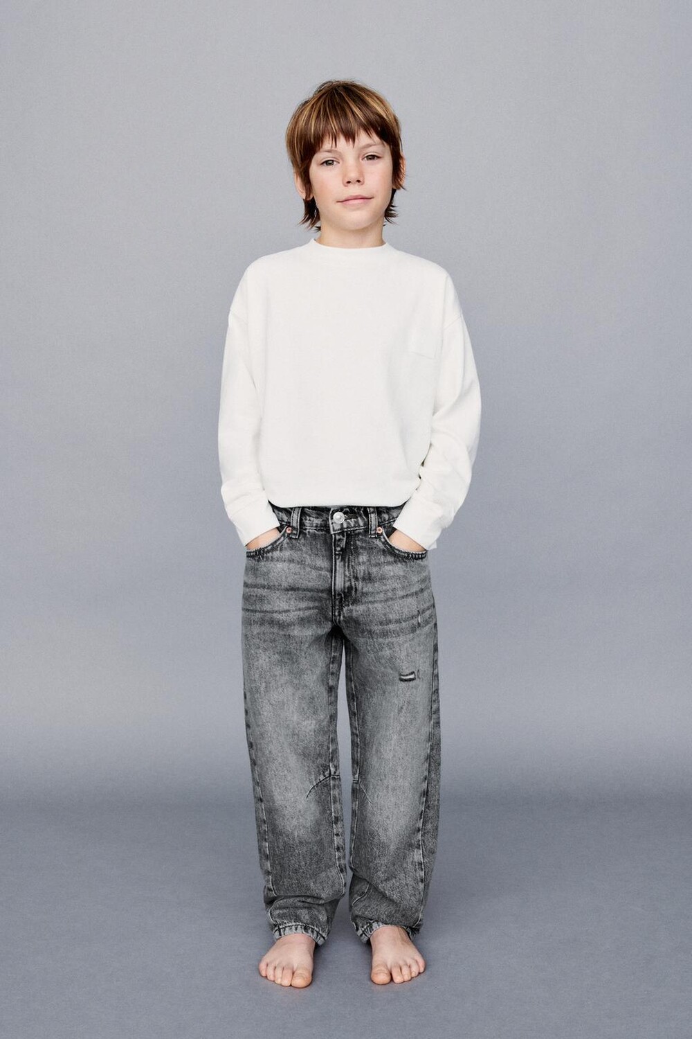 

Мешковатые джинсы ZARA, серый