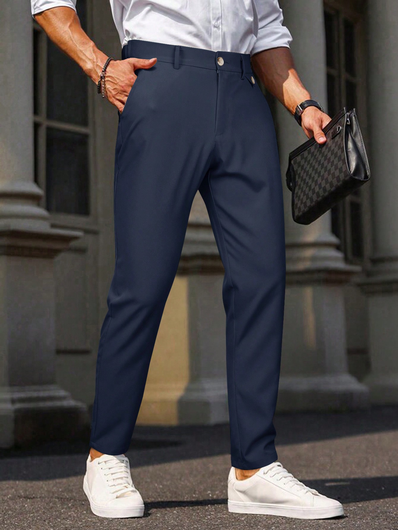Мужские повседневные однотонные брюки Manfinity Homme, королевский синий новинка весна лето 2022 повседневные брюки с карманами на шнуровке спортивная одежда для фитнеса однотонные джоггеры повседневные брюки ш