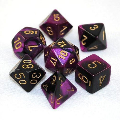 

Игровые кубики Gemini Poly 7 Set: Black-Purple/Gold Chessex