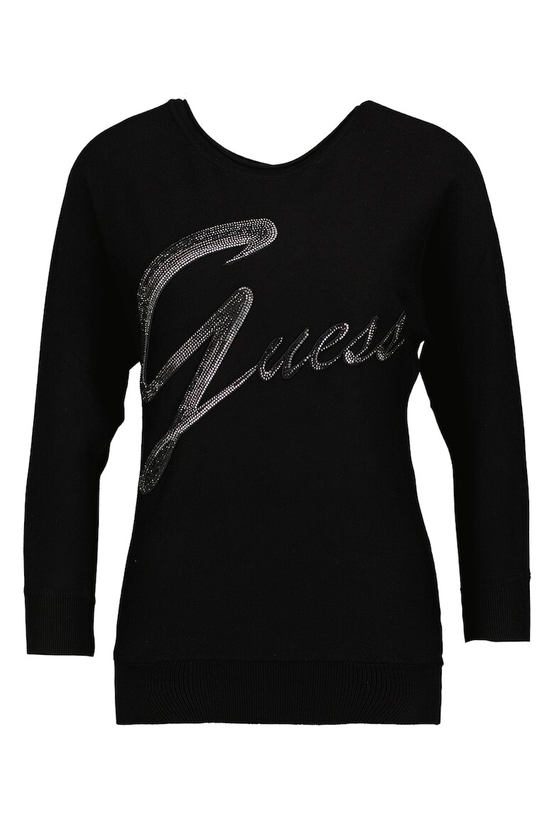 

Свитер тонкой вязки с декоративными камнями Guess, черный