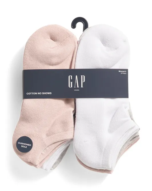 

Носки-невидимки из 6 пар хлопка The Gap, цвет Rose
