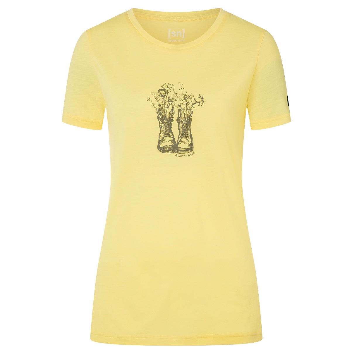 Рубашка из мериноса Super Natural Women's Flower Boots Tee, цвет Yellow Iris/Aloe