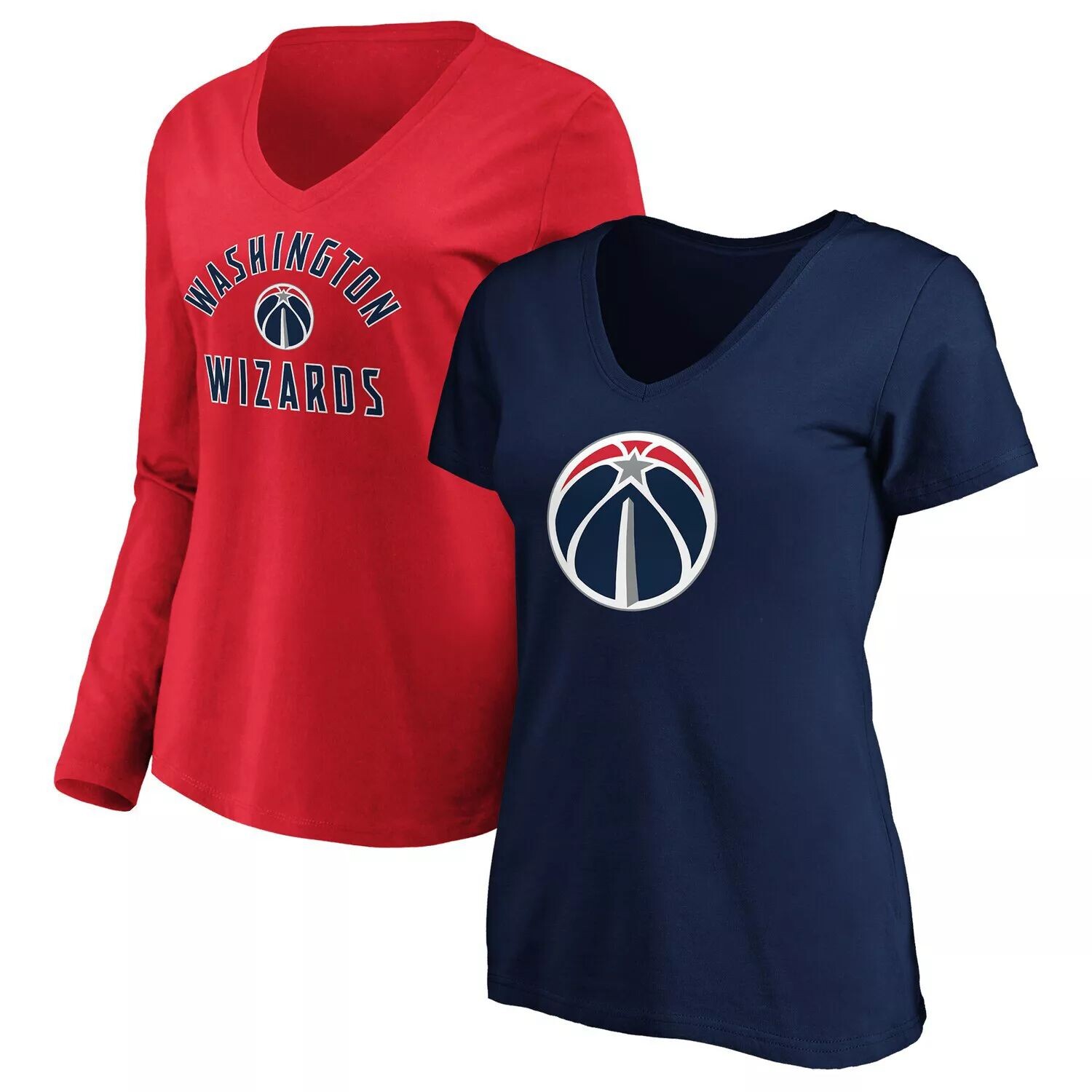 

Комбинированный набор женских футболок Fanatics с фирменным логотипом Washington Wizards темно-синего/красного цвета с v-образным вырезом Fanatics, Красный